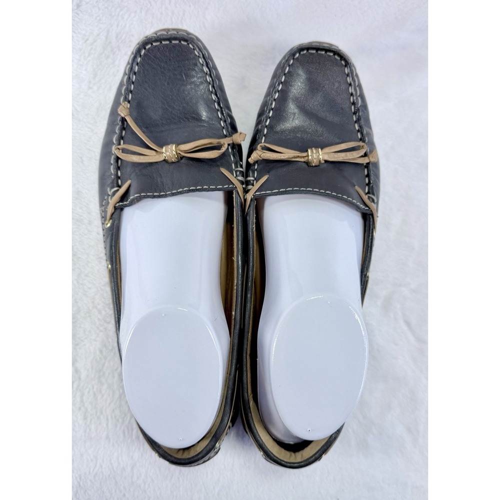 Clarks Artisan Dunbar Racer Navy Blue Leather Driving Loafers 8.5 Wide‎ Bow VTG - Picture 6 of 8